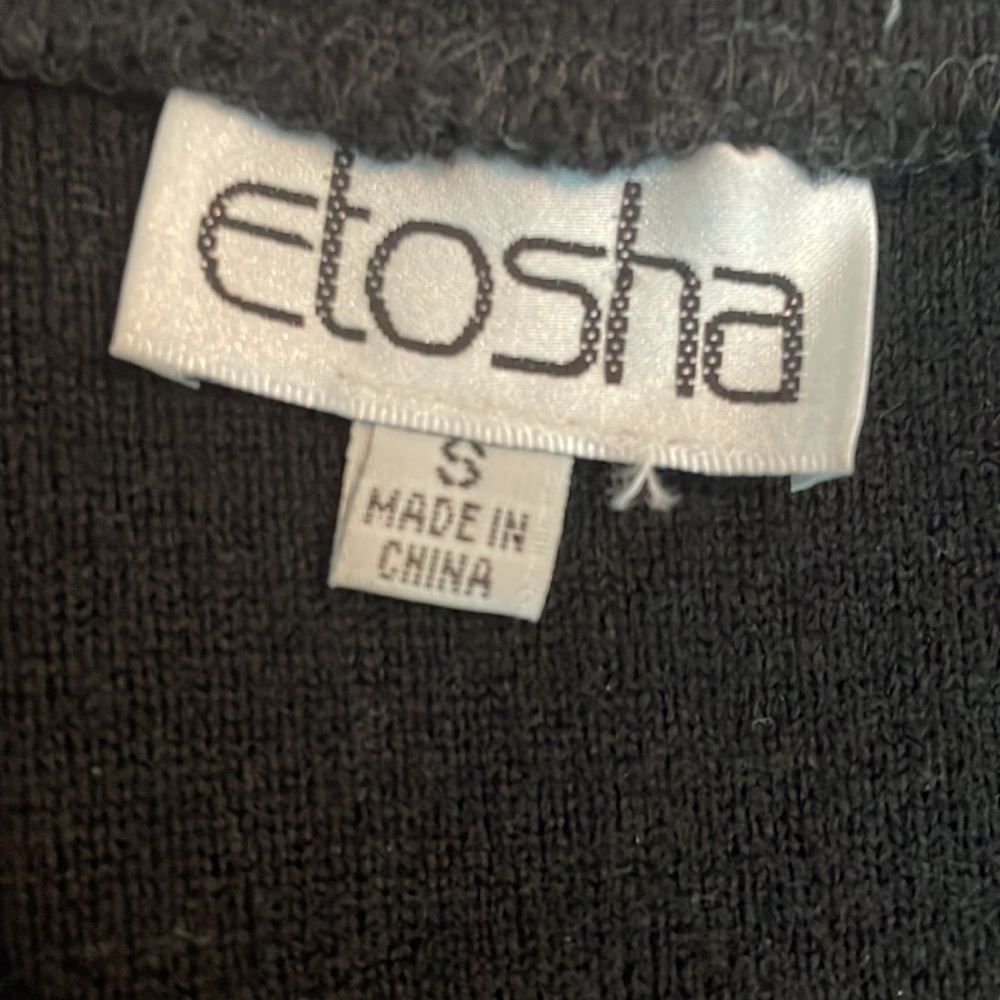 Vintage Etosha Women’s Leather Wool Spandex Knit Black Button Down Vest Size S - Picture 6 of 7